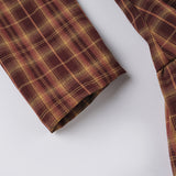 Purpdrank  Sweet Style Red Plaid Shirt Dress A-line Button Up Long Sleeve Pleated Mini Dresses Women' S Clothes Fall