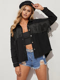 Purpdrank - Sequined Fringed Denim Jacket
