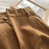 Purpdrank - Breathable Cotton Linen Shorts Japanese Retro High Waist Wide Leg Bermuda Shorts Suit Casual Summer Woman Loose