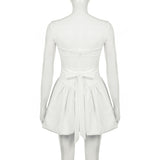 Purpdrank  Summer Solid Colours Girls Skirt Pure desire wind Split Designs Waist Back Bow Tie Flower bud Suspenders Dresses