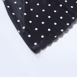 Purpdrank  Women's Sexy Polka Dot Satin Slip Mini Dress Spaghetti Strap Lace Trim Bodycon Cami Dress