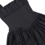 Purpdrank  Women's Sweetheart Dress, versatile summer fashion, soft, solid color, stretchable pleats, square neck, fluffy short skirt