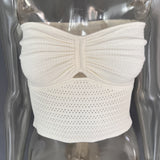 Purpdrank  Strapless Knitted Tube Crop Top Vest Women Hollow Out Sleeveless Summer Backless Tank Vintage Fashion Y2K Clothing