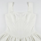 Purpdrank  Summer Solid Colours Girls Skirt Pure desire wind Split Designs Waist Back Bow Tie Flower bud Suspenders Dresses