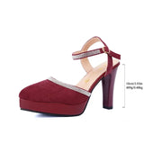 Purpdrank  Ladies Shoes Plus Size Closed Toe  Sandals Elegant Dress Sandals  Crystal Buckle Strap High Heels Shoes