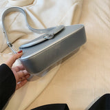 Purpdrank  Loving Heart Buckle Crossbody Bags For Women Luxury Designer Handbags Silver Color Small Shoulder Underarm Phone Bag