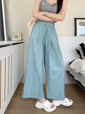 Purpdrank  High Quality Cotton Linen Wide Leg Pants Women Fahsion Solid Color Ankle-length Trouser Casual  All Match Streetwear Clothing