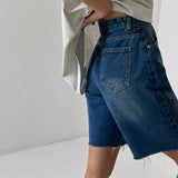 Purpdrank  Summer High Waist Vintage Women's Denim Shorts 2025 New Single Button Casual Loose Wide Leg Jeans Half Pants Female