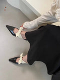 Purpdrank  Elegant Bowknot Low Heel Modern Slippers for Women Pointed Toe Backless Slide Sandals Female Elegant Dress Mueller Pumps Ladies