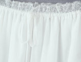 Purpdrank   Holiday White Spliced Lace Semi Sheer Long Skirt Women Bow Lacing up Elastic Waist See Through A-lined Midi Skirts Boho