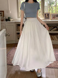 Purpdrank  High Quality Niche High-waisted Satin Skirt Women French A Line Black Long Skirt Female Elegant Pleated Black Faldas 2025 New