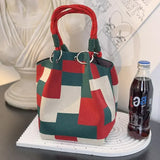Purpdrank  Adjustable Straps Knitted Tote Bag Large Capaci Portable Handbag for Commuting And Outings Versatile Casual Women's Bag