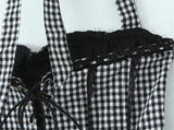 Purpdrank  Trendy Teenage Girl's Bodysuit with Waist-Cinching Strap Fibone a Top with Dstring A-Line  Skirt Faion Set