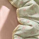 Purpdrank  Bedding Set INS Girls Cherry Soft Washed Cotton Bed Sheet Queen King Size Duvet Set Flower Comforter Set Pillowcase Bed Linens