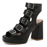 Purpdrank  Block Heels Women Comfy Platform Sandal Shoes Large Size Buckle Suit Female Beige 2025 Summer Open Toe Chunky Clogs Girls Big Fa