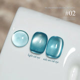 Purpdrank  6-Color 12ML Sea Blue Cat Eye Gel Nail Polish Adhesive Autumn Blue Glass Bead Cat Eye Nails Nail Art Nail Supplie