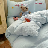 Purpdrank  New Cartoon Embroidery Bed Sets Super Soft and Cute Bedding Set for Kids Adults Comforter Cover Kit for Single and Double