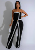 Purpdrank  Elegant Striped Sleeveless Strapless Backless Jumpsuit Women Button Up High Waist Club Party Rompers Skinny One Piece Overalls