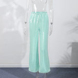 Purpdrank  Fashion  Sequin Wide Leg Pants Women Casual Loose Lace Up Low Waist Straight Trousers 2025 Summer Lady Vintage High Street Pants