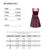 Purpdrank  Women Midi Red Costume Dress Oktoberfest Beer Maid Women Dirndl Dress with Lace Apron Fashion Halloween