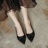 Purpdrank  Beige Heeled Sandals Low-Heeled Shoes With Strap Shallow Mouth Black Low-heeled Open Retro Closed Leather Girls Flat Clear Point