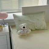 Purpdrank  Plaid Bow Knot Pillow Cover Korean Y2k Fashions Girlish Heart Blackpink Room Decor Sleeping Pillow Cover Bedroom Decoration Gift