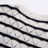 Purpdrank  Spring New Women's Fashion temperament casual versatile striped short knitted short sleeved tight shorts set