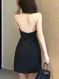 Purpdrank  Sexy halter black mini summer dress women bodycon club birthday party dress woman clothing backless midi evening dresses vestido