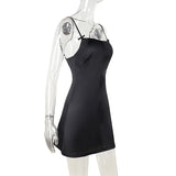 Purpdrank  Sexy Bal Silk Dr with  Knot Strap for Women High Waist ort Skirt European Sle No Sve One oulder Zipper