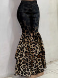 Purpdrank  Women Shiny Leopard Print Pants High Waist Trousers Office Work Lady Full Length Autumn Bottoms Capris 2026 Spring Summer