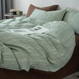 Purpdrank  Nordic Style Pure Cotton Jacquard Bedding Set Super Soft Skin Friendly Striped Duvet Cover Kit Adult Home Bedclothes for Seasons