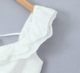 Purpdrank  White Spliced Wood ears Ruffles Embroidery Hollow Out Hole Sexy Corset Women Summer Tank Tops Slim Through Buttons Crop Top