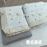 Purpdrank  Princess Style Bedding Sets Ruffle Lace Bow Quilt Cover Romantic Print Bedclothes Home Decor Woman Girl Bedroom Duvet Cover 4pcs
