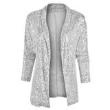 Purpdrank  Spring Sequin Long Sleeve Elegant Midi Women's Blazer Color Block Double Breasted Polyester Fiber Commute Style Fashion