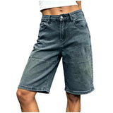 Purpdrank  Women's High Waist Straight Leg Denim Bermuda Shorts Vintage Washed Loose Jean Shorts Casual Summer Streetwear With Pockets