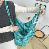 Purpdrank  Colorful Plaid Shoulder Bags for Women Large Capacity Portable Ladies Tote Underarm Bag Travel Outdoor Female Casual Handbags
