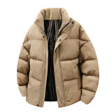 Purpdrank  Thickened Stand Collar Cotton Jacket Men's Autumn Winter Puffy Coat Couple Style Anti Cold Outerwear Bread Style Snowy Chenille