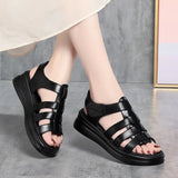 Purpdrank  Rome Style Women's Summer Sandals Retro Style Hook Loop Ladies Shoes Soft Pu Leather Thick Sole Comfortable Leisure Breathable