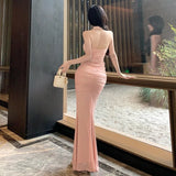 Purpdrank  Plus Size Mm French Heavy Craft Pure Desire Sexy Halter Dress for Women Spring Slim Fit Bodycon Long Dress