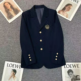 Purpdrank  Japanese Jk Uniform Women Blazer Jacket Spring New Spring Preppy All Match Suit Coat Bf Loose Lapel Casual Buttons Outerwear