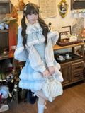 Purpdrank  Winter Japanese Sweet Lolita 2 Piece Set Women Lovely Bow Cloak Coat + Cute Fluffy Strap Dress New Harajuku Christmas Party Suit