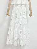 Purpdrank  Yellow Crochet Sexy Hollow Out Retro Lace Long Skirts for Women 2025 Summer Fashion High Waist Strechy Elegant Party Skirt Lady
