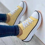 Purpdrank  Trendy Thick Soled Sports Shoes Autumn Women's Casual Canvas Shoes Thick Soled Height Increasing Sports Women's Lace Shoes