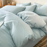 Purpdrank  4Pcs Grid Printed Fitted Sheet Bedclothes Cotton Double-Sided Mix Color Soft Quilt Cover Single Double Comfort Set for Adults