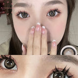 Purpdrank  Fish Brown Colored Contact Lenses for Eyes Natural Yearly Contact Lens Big Beauty Pupil Degrees Prescription Myopia