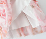 Purpdrank  Sexy Bow Ruffles V neck Tie-dye Print Mini Sling Dress Women Hollow Out Front Ruched Package Hips Irregular Robe Holiday