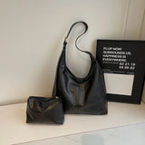 Purpdrank  Fashion Women Tote Bag Set 2-IN-1 Soft PU Leather Pure Color Large Capacity Shoulder Shopper Totes With Small Pockets 2025