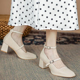 Women's Summer Footwear on Heeled Shoes for Woman 2023 Japanese Style Lolita Mary Jane Red Bride Square Toe High Heels Gothic 39