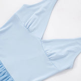 Purpdrank  Summer Sleeveless Mini Dress Women Clothing Solid Color V-neck Sexy Bodycon Pleated Dress High Waist Open Back Vestidos