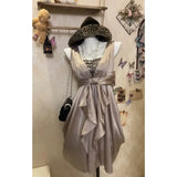 Purpdrank  Vintage French Retro Daughter Dress Female Court Style High Sense Coffee Break Waist Skirt